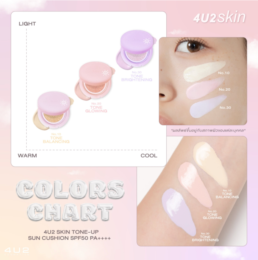 ☀️ 4U2 スキン トーンアップ サンクッション SPF50 PA++++