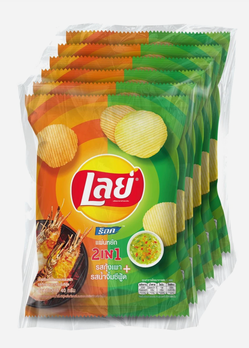 🔥 LAYS 2-in-1 グリルドエビ&シーフードソース風味 ロックリッジチップス