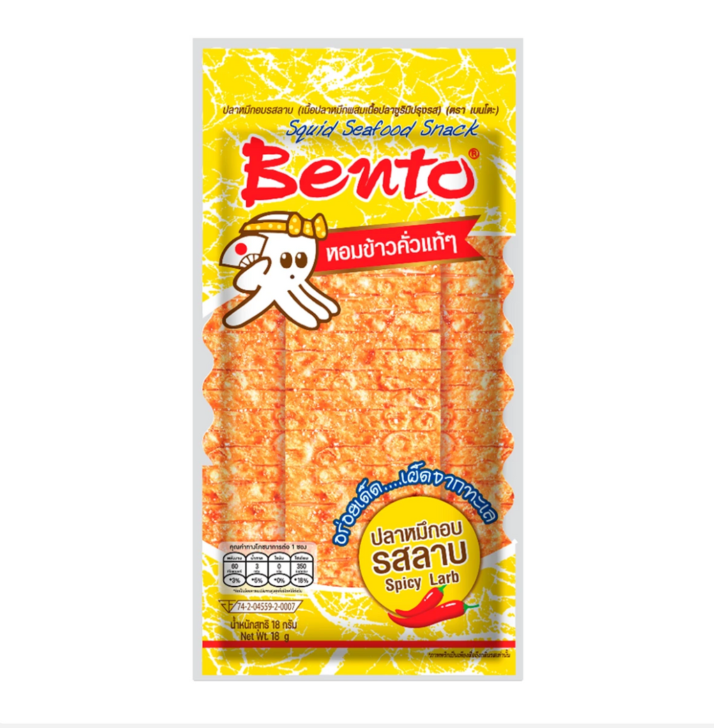 【タイ直送】 🦑🔥 BENTO イカシーフードスナック スパイシーラープ風味 18g x 12 🔥🦑