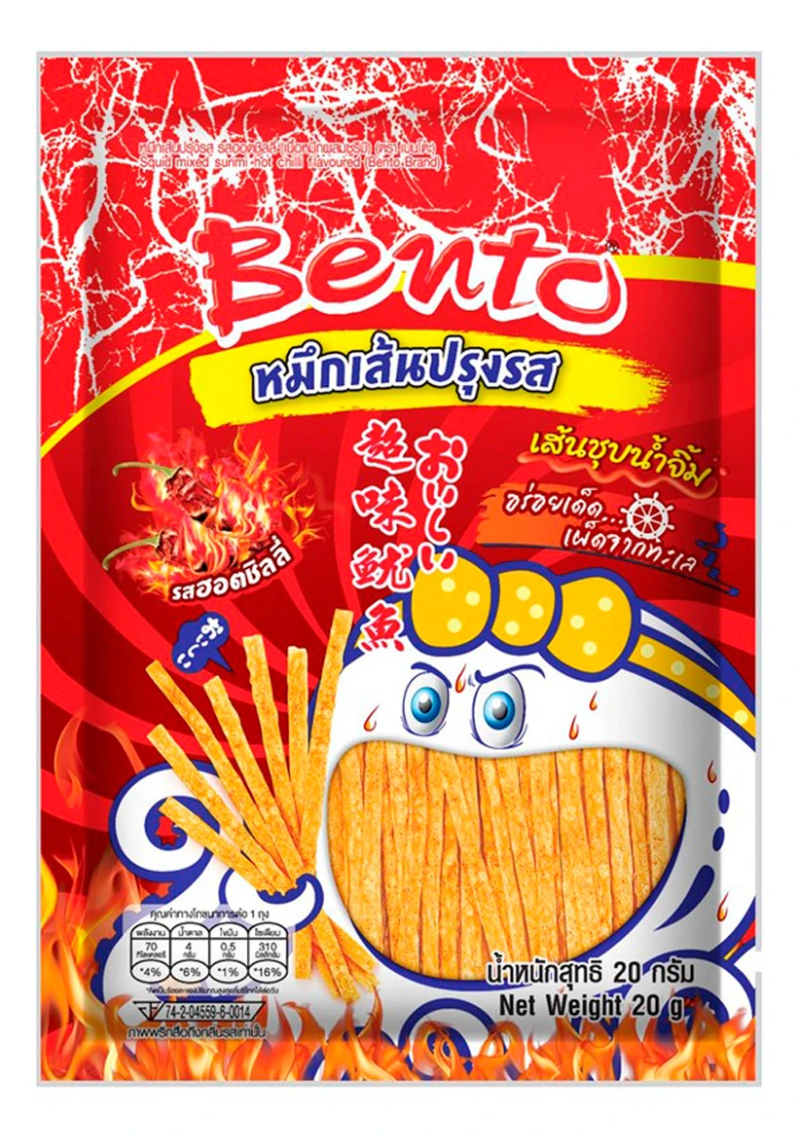 【タイ直送】 🌍 BENTO イカスナック ホットチリ味